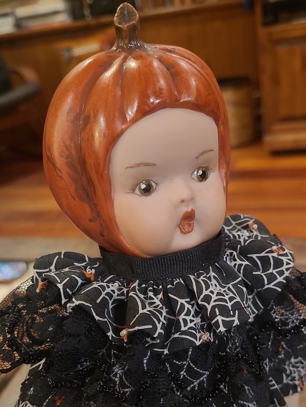 Handmade Halloween Doll Outfit with Orange Accents